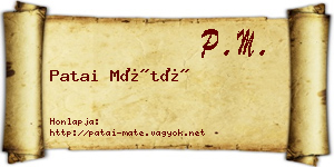 Patai Máté névjegykártya