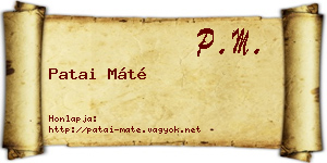 Patai Máté névjegykártya